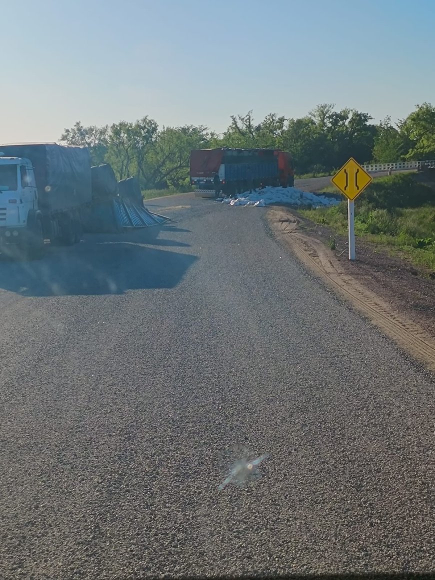 Camión volcó mercadería