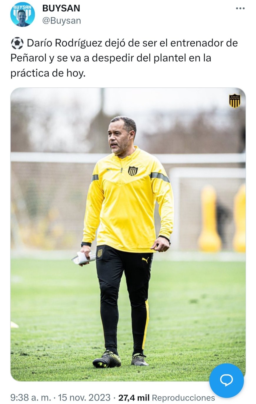 AHORA | Darío Rodríguez dejó de ser el entrenador de Peñarol.