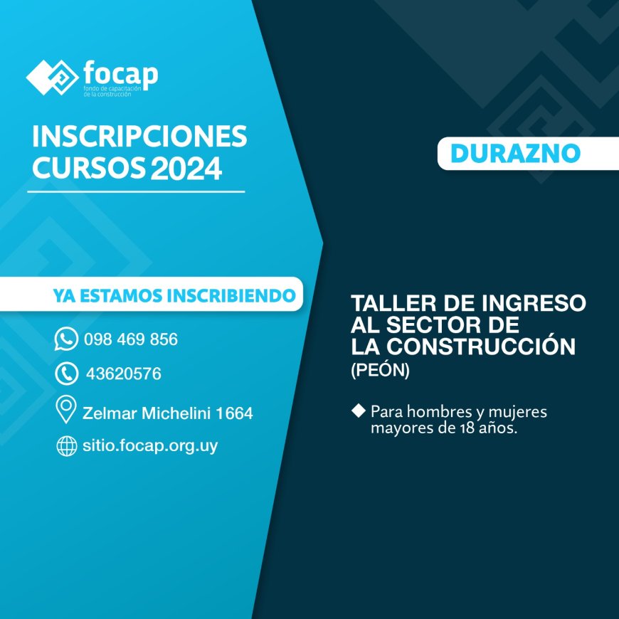 Oportunidad de realizar un curso muy demandado "Taller de Ingreso al Sector de la Construcción" (Peón).