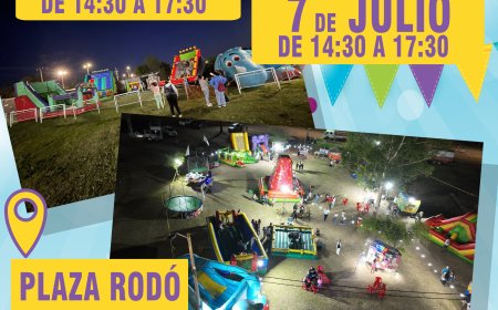 Diversión para toda la familia con juegos inflables en Plaza Rodó