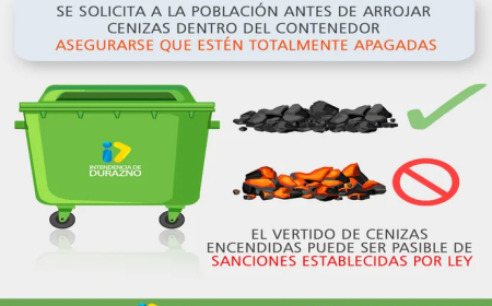 Se solicita a la población NO arrojar cenizas encendidas en contenedores para residuos