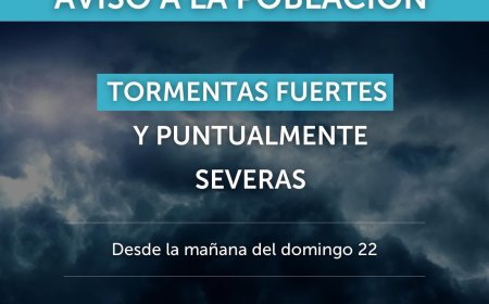 INUMET lanzó advertencia por tormentas fuertes y puntualmente severas