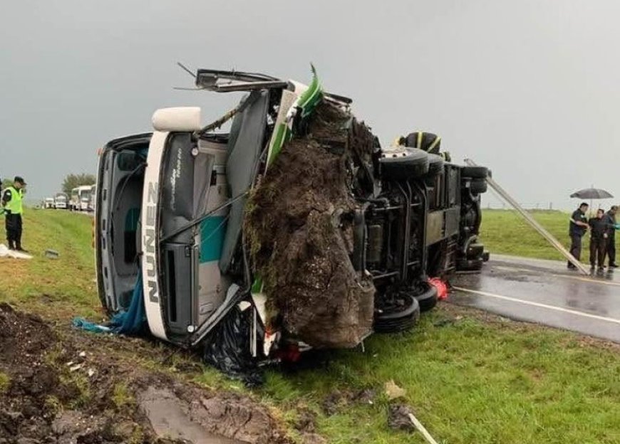 Ómnibus de la empresa Núñez volcó en ruta 8: reportan fallecidos y heridos