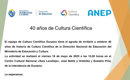 Viernes 16 en Sala Lavalleja: Celebración de los 40 Años de Cultura Científica