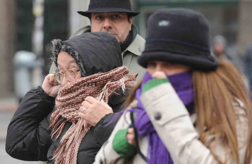 Se viene el frío intenso: domingo con vientos de 40 a 70 km/h, muy bajas sensaciones térmicas y chaparrones de aguanieve