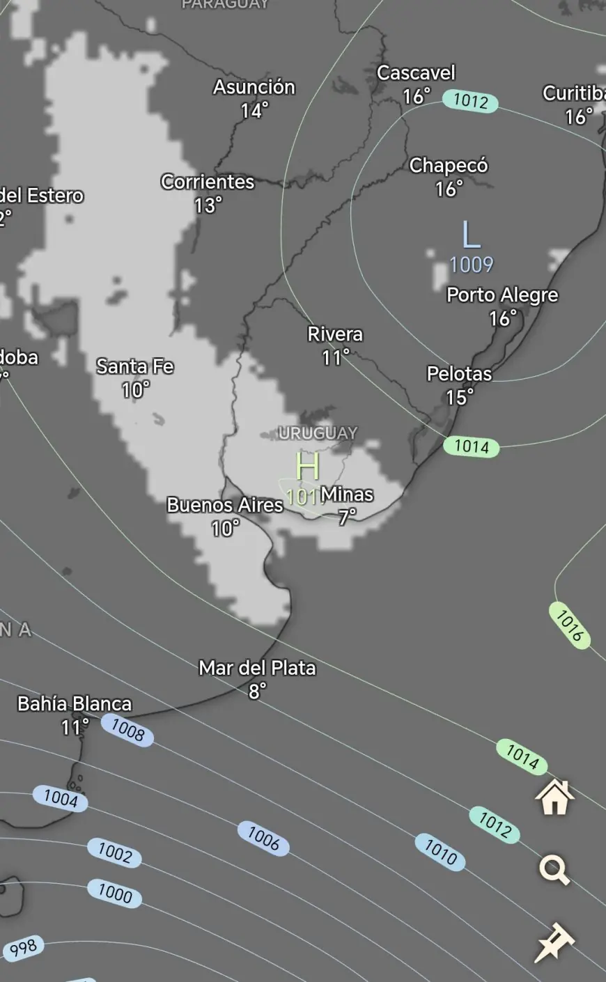Nieblas, madrugadas frías y posibles heladas leves en el centro del país