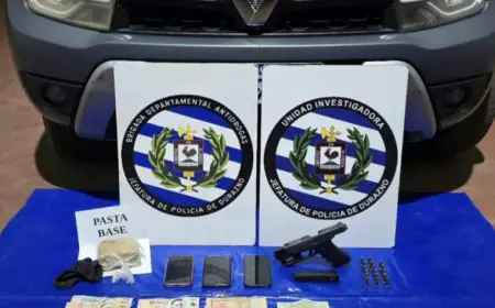 Operativo antidrogas en Durazno terminó con cuatro condenados, 530 gramos de pasta base y un arma incautada