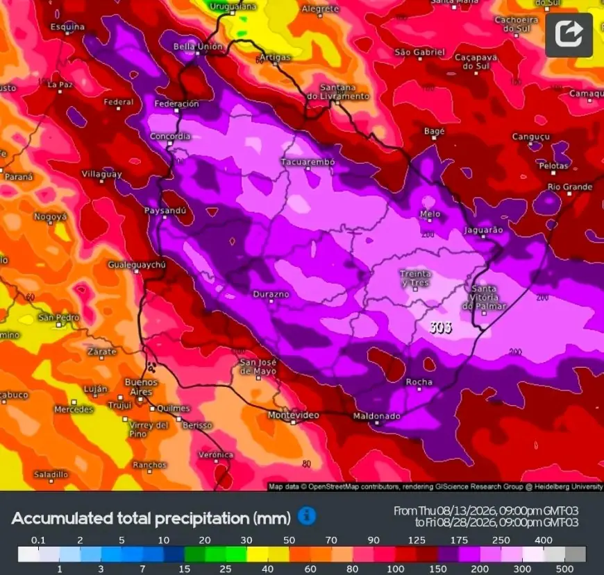 Advierten por varios días de lluvias y tormentas con acumulados que podrían alcanzar los 300 milímetros