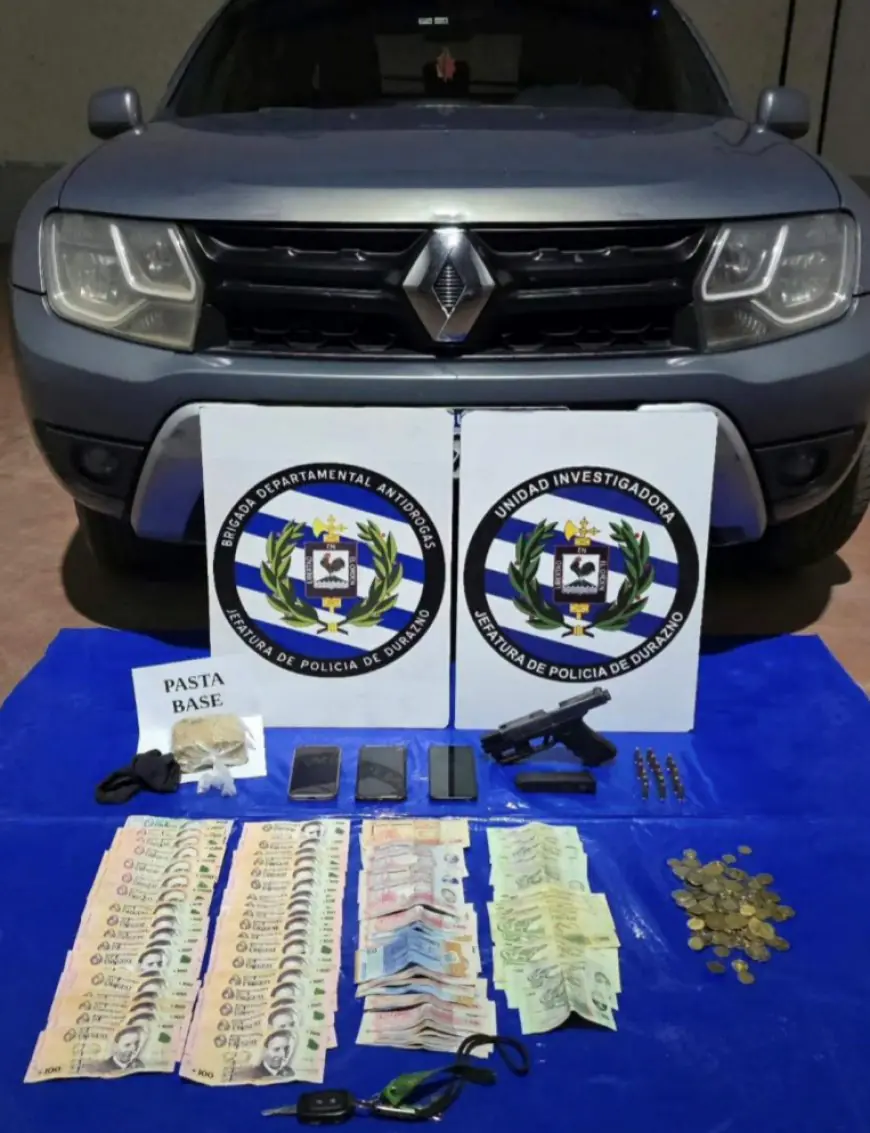 Operativo antidrogas en Durazno terminó con cuatro condenados, 530 gramos de pasta base y un arma incautada