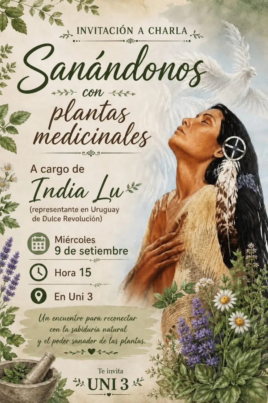 UNI 3 Durazno realizará una jornada gratuita sobre plantas medicinales con India Lu