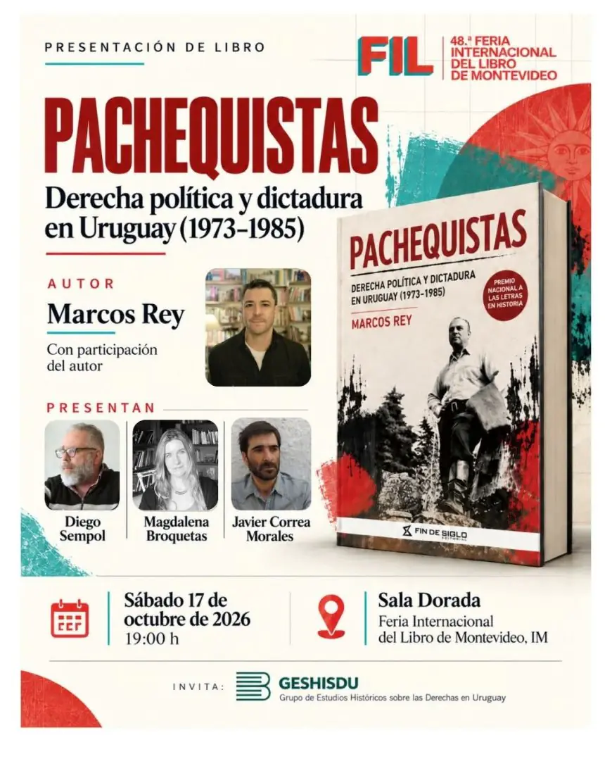 El duraznense Marcos Rey presenta este sábado “Pachequistas” en la Feria Internacional del Libro de Montevideo